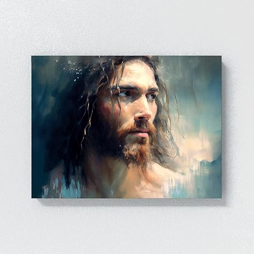 Vista 45 de Sense Canvas Jesús 1 - Lienzo decorativo para decoración del hogar, póster de pared XL, 48 x 36 / 1.5 pulgadas Jesús 1,Jesús 17,Jesús 18,Jesús