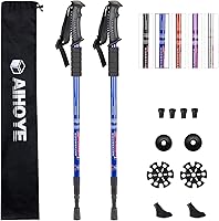 Aihoye Collapsible Hiking Trekking Poles 2 Pack, Lightweight Anti-Shock Walking Sticks, Adjustable 25-52" for Men Women