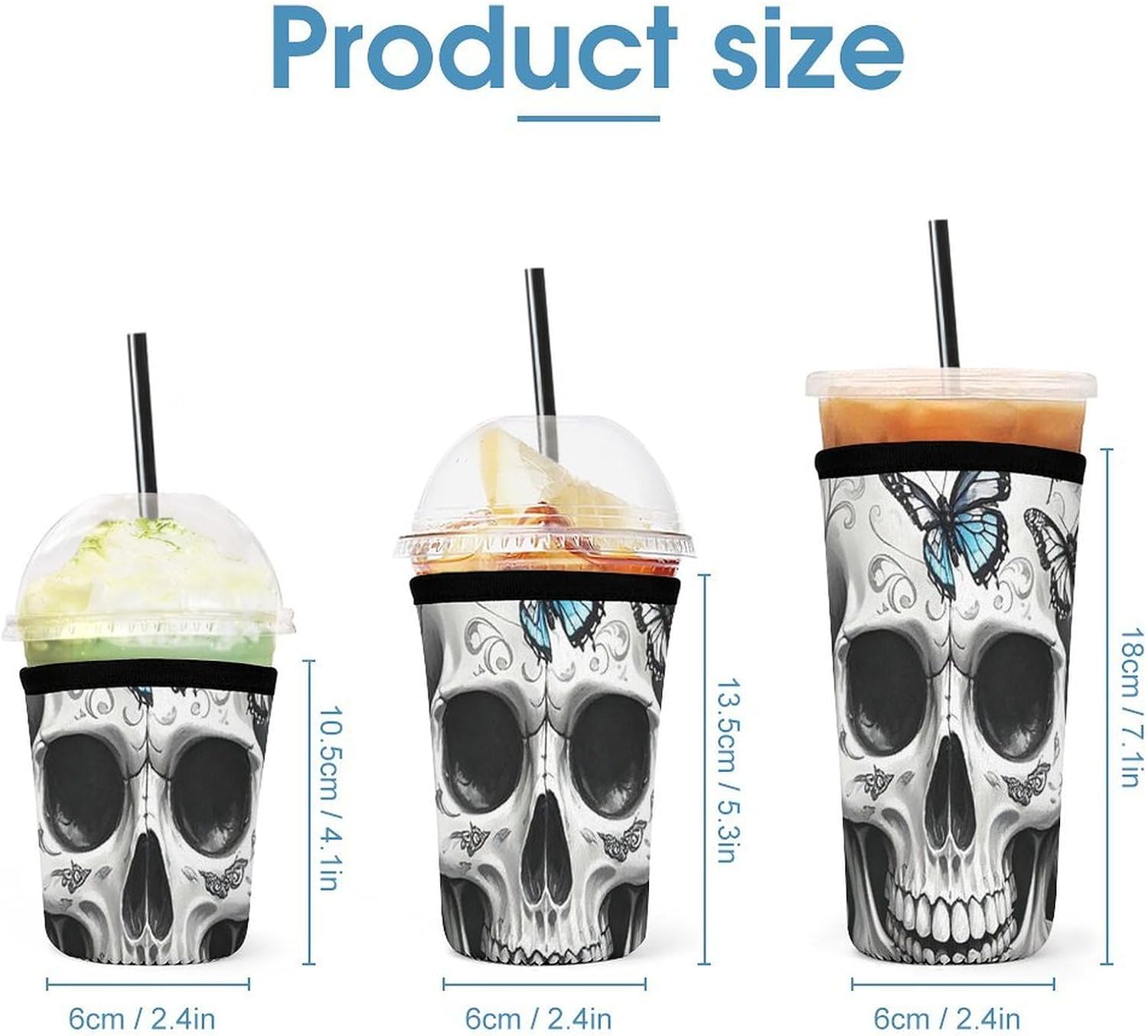 3 Pack Neoprene Cup Sleeves, Stretchy Reusable Drink Cup Cover Universal
