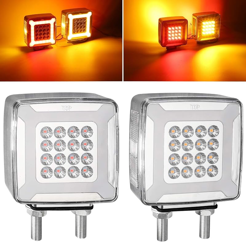 Par de lanternas LED de direção e posição para para-lama Partsam, dupla face âmbar/vermelha 10-30 V – 2 unidades