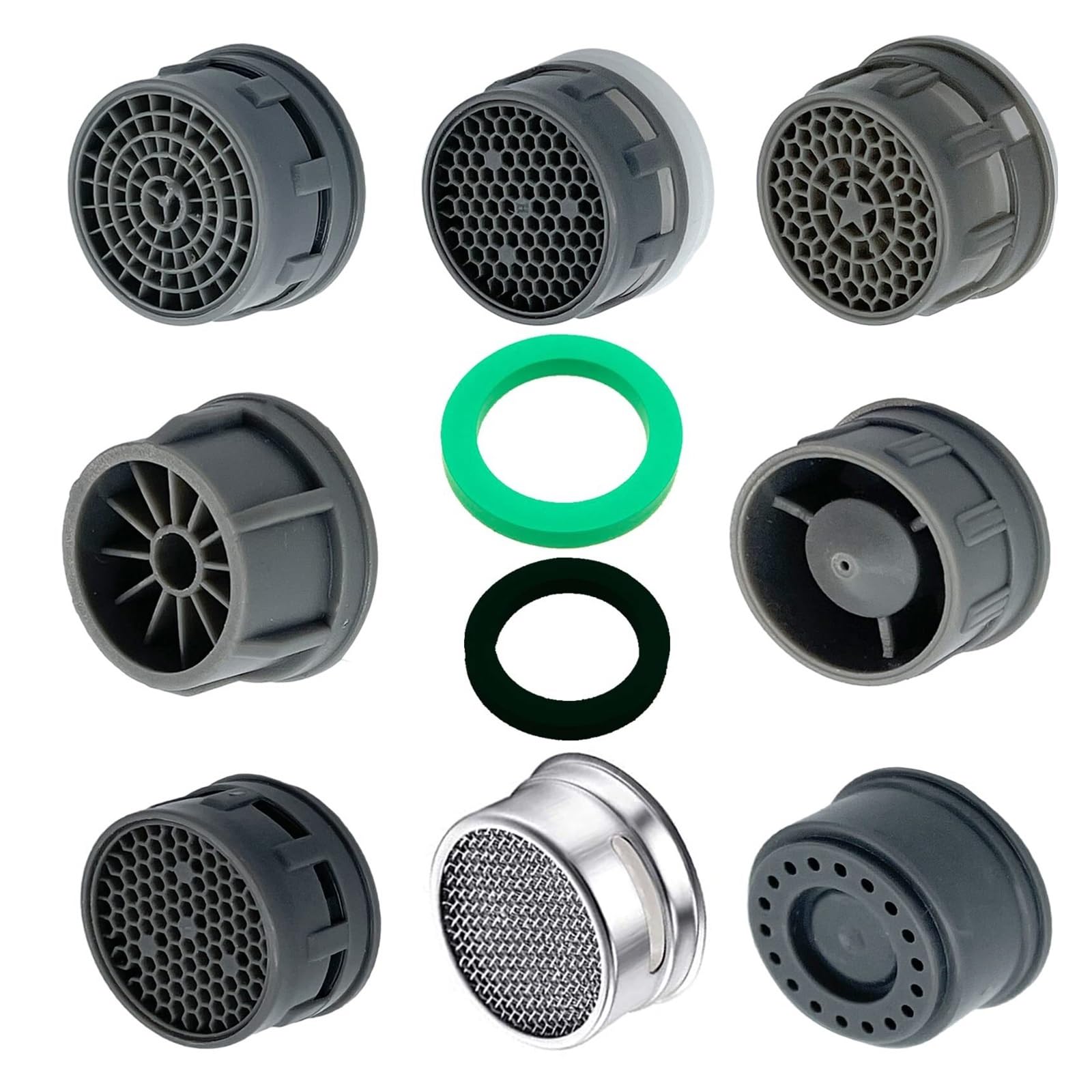 Juego de 4 filtros aireadores para grifos de Cocina y baño | Rosca Externa de 24 mm (Plata1)