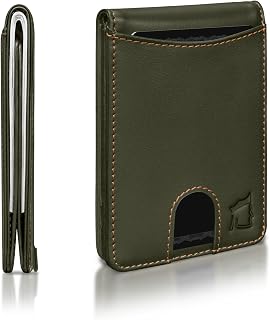 Cash Pocket Slim Wallet for Men, RFID Blocking, Olive Green