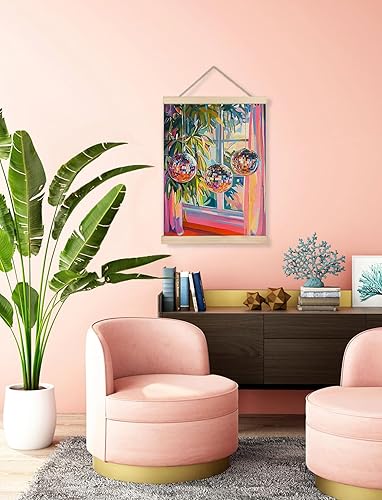 Miniatura 3 de Trendy Funky - Póster decorativo para pared, diseño de bola de discoteca retro de los años 70, enmarcado, plantas tropicales vibrantes y lienzos