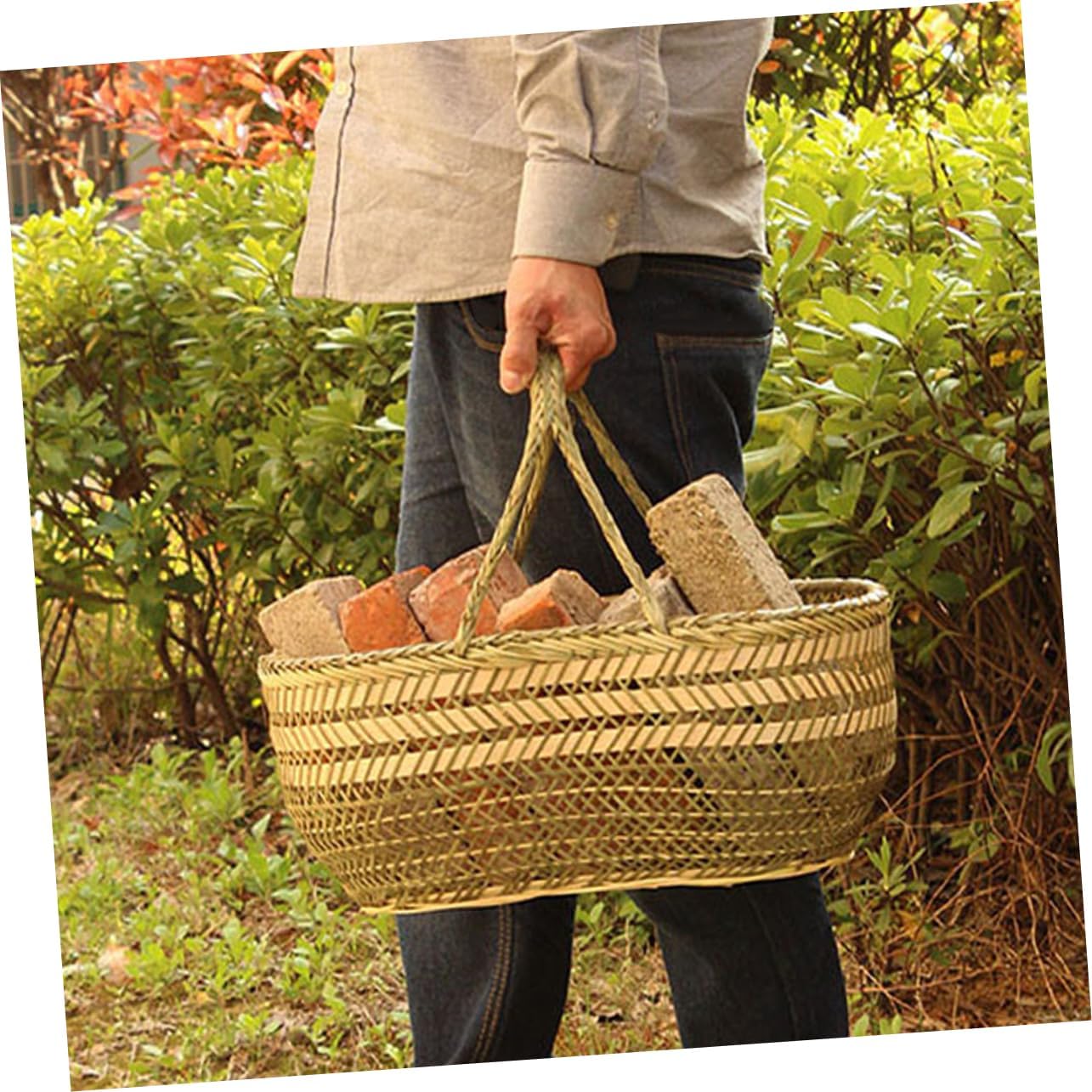Handled Basket Ergonomic Weaving Design Lightweight Portable Vegetable and Egg Holder for Kitchen and Farmers Market Use and Practical Small Random Color Random Color