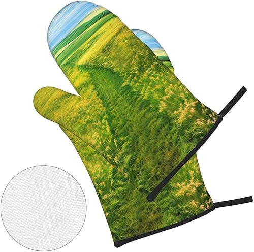 Miniatura 3 de Grassland Paths Oven Mitt and Pot Holder Set Heat Resistant 4-Piece Set, Suitable for Kitchen Cooking Baking Grill Chef Gift