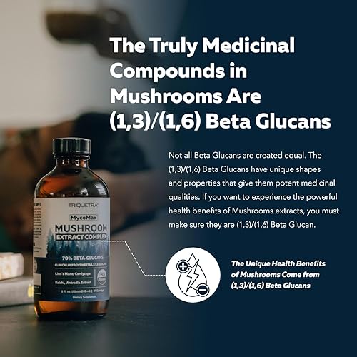 Miniatura 8 de MycoMax Complejo de hongos  70% beta-glucanos, suplemento de hongos de máxima potencia, cultivo en Estados Unidos + extracción ultrasónica  Melena