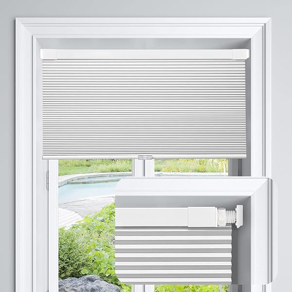 LazBlinds Cordless Cellular Shades 35in x 48in Silver White