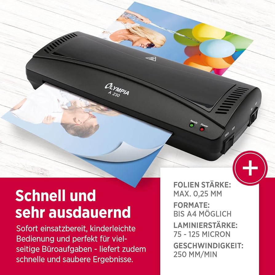 Olympia Laminatrice A210 4 In 1 | Kit Di Laminazione A4 | Quasi In Processo Di Riscaldamento | Plastificatrice, Taglierina E Arrotondatore Angolare, Ideale Per Ufficio, Scuola E Casa - Foto 3