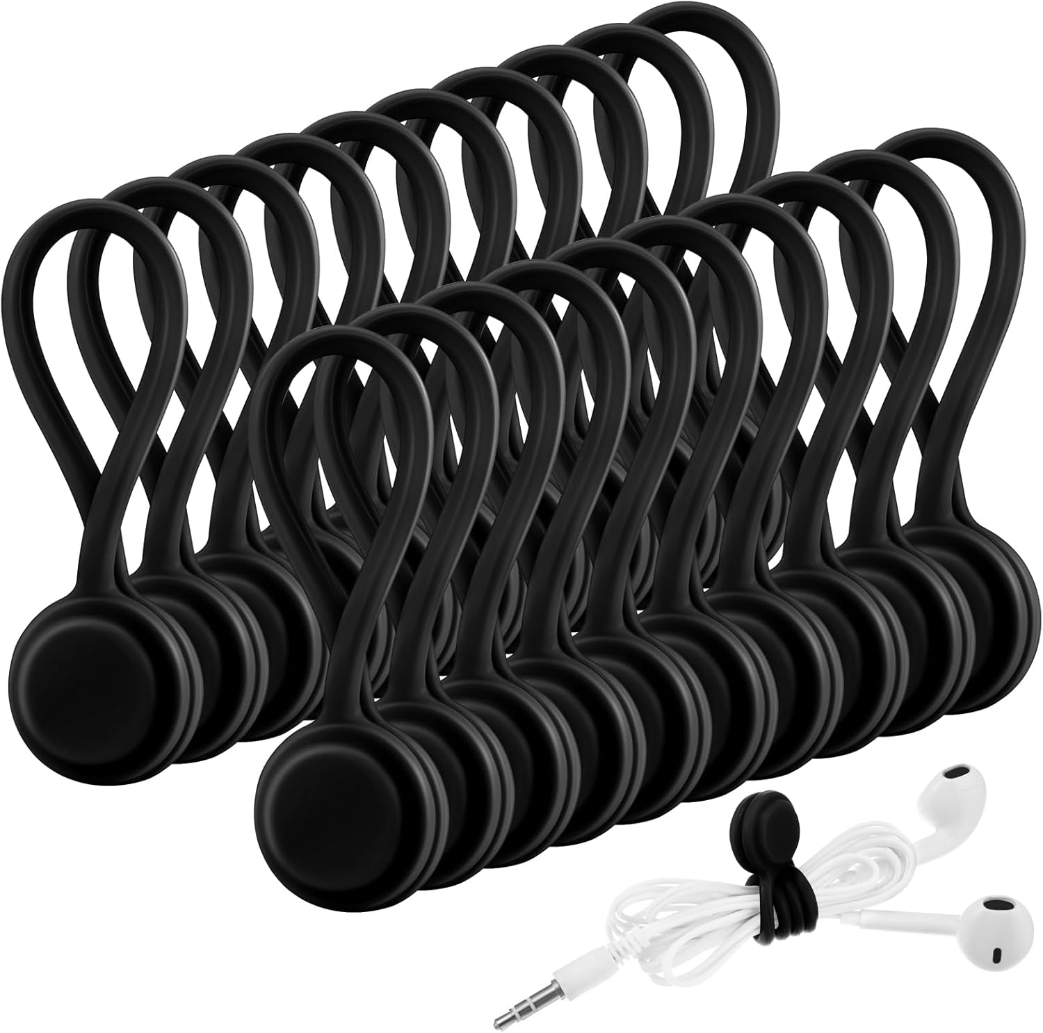 Baderke 20 Pcs Reusable Silicone Cable Ties