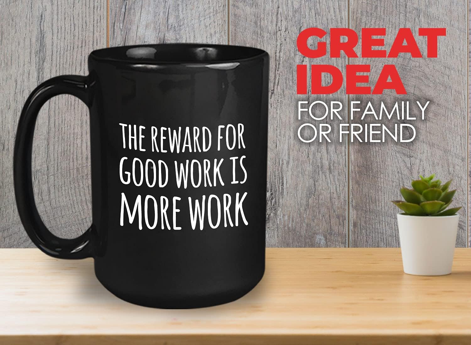 Bubble Hugs Witty Sarcasm Coffee Mug 15oz Black - The Reward For Good Work Is More Work - Coworker Reward For Colleague Bestfriend Boss Souvenir Creative Satire Laugh Hilarious Gag Teammate