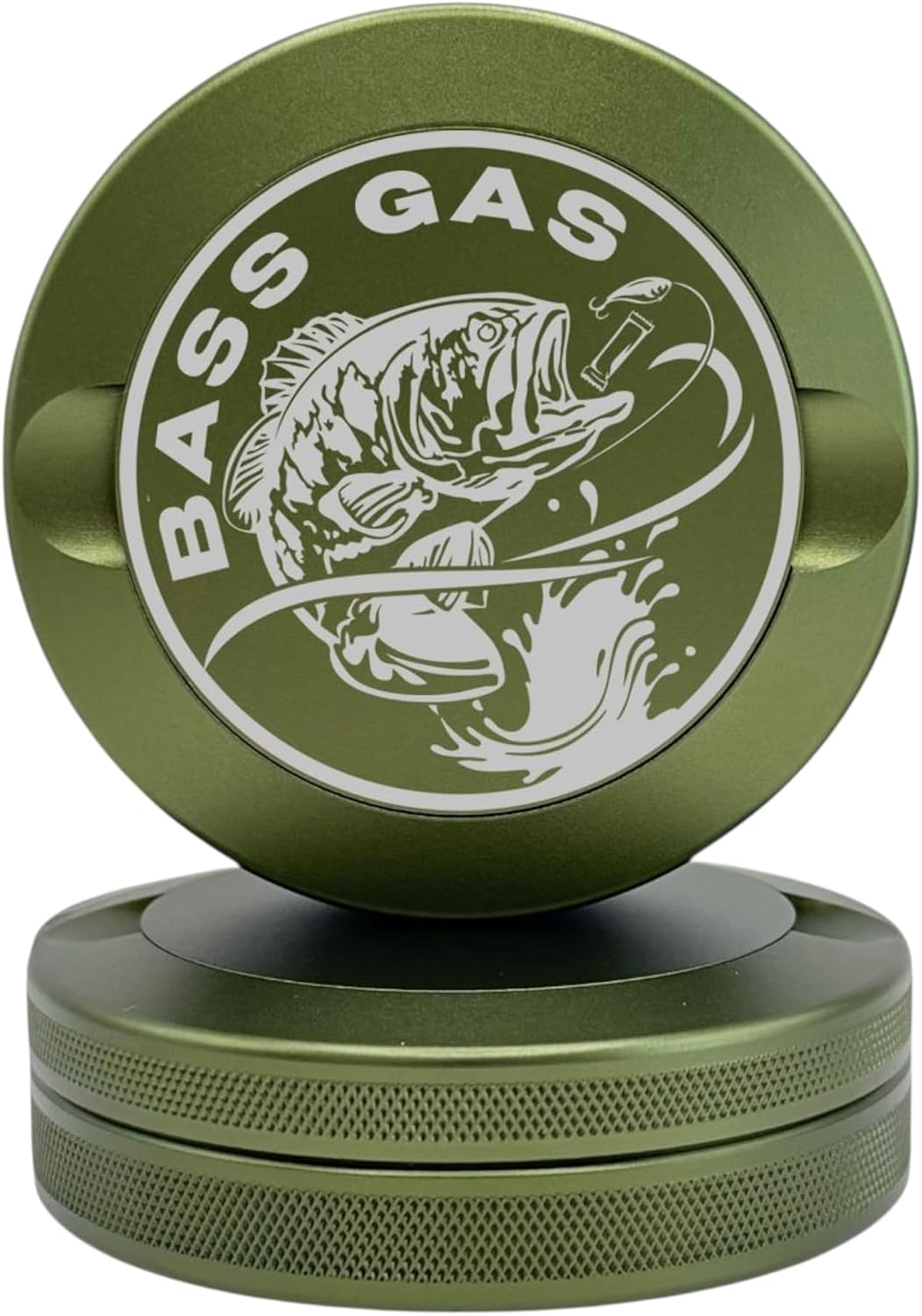 Bass Gas | Metal Container for Zyn, Premium Aluminum Can & Rugged Pouch Holder | Extra Capacity, Knurled Grip & Used Pouch Storage | EDC (Military Green)