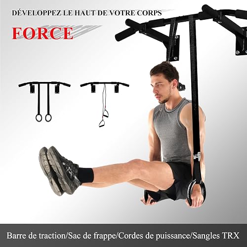 ISE Sbarra Trazioni a Muro, Barra Per Trazioni Pull Up Bar Trazioni alla Sbarra Multifunzione da Parete con Impugnatura Antiscivolo - 9