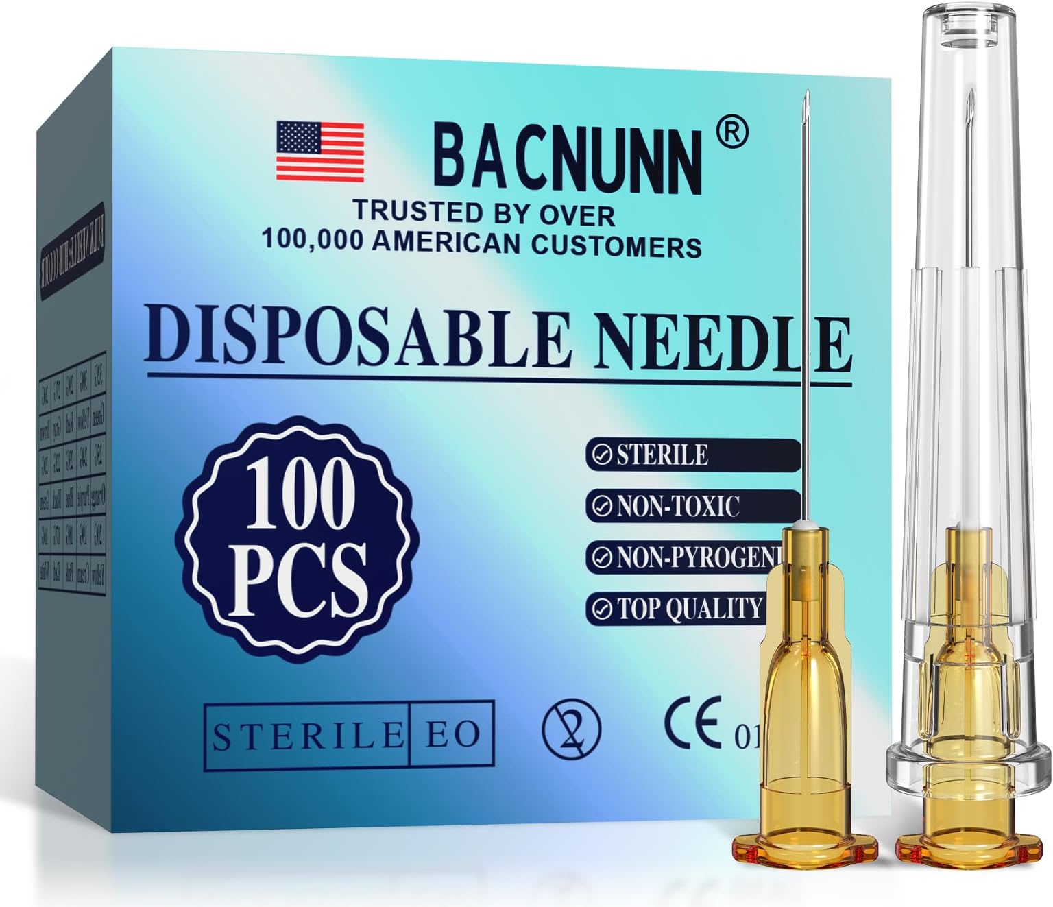 25 Gauge 1 Inch: 100 PCS Sterile Disposable Luer Lock - Individually Sealed Packages