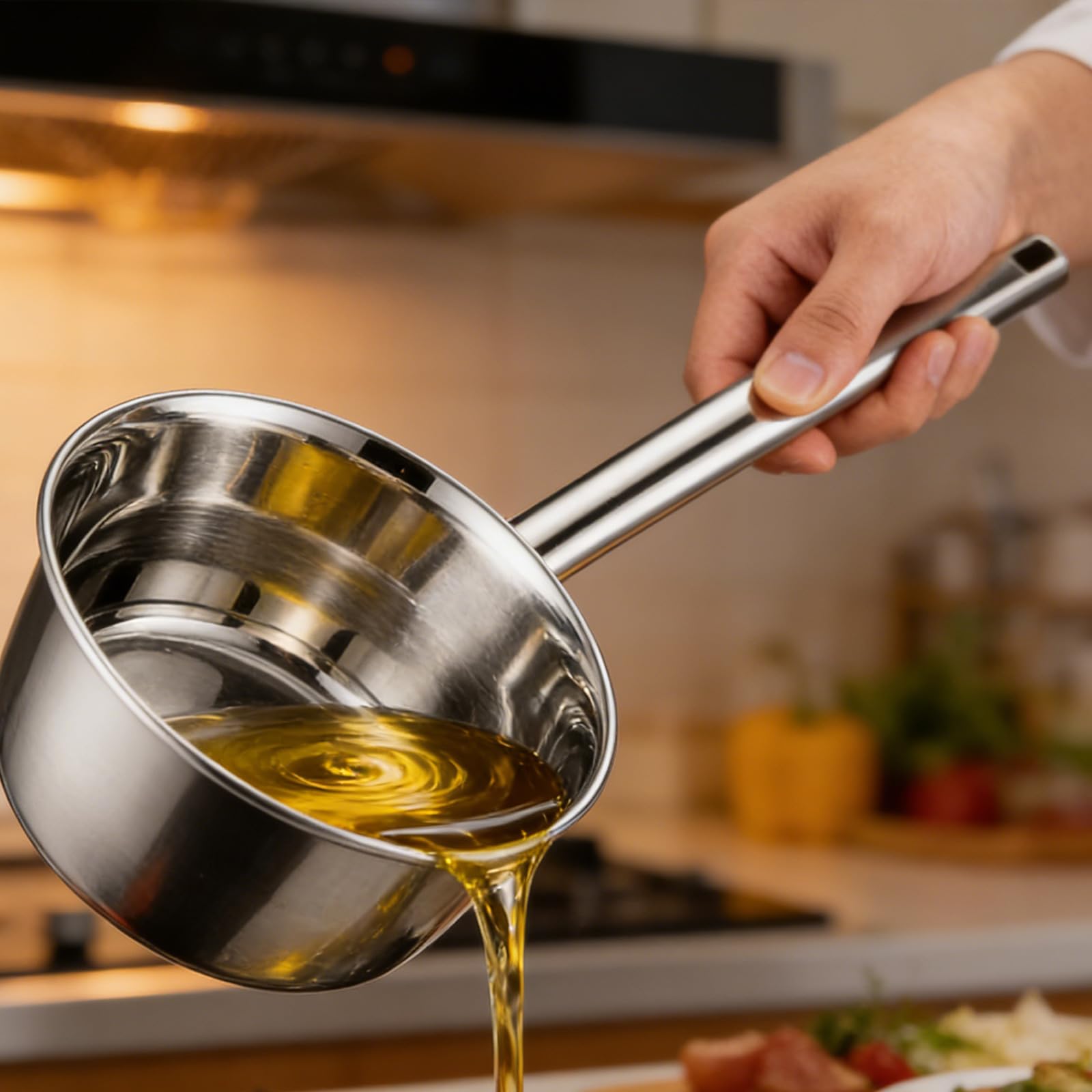 Cucharón de acero inoxidable con mango extendido para uso profesional en cocina y restaurante, cuchara de agua de agarre ergonómico, cucharón multiusos