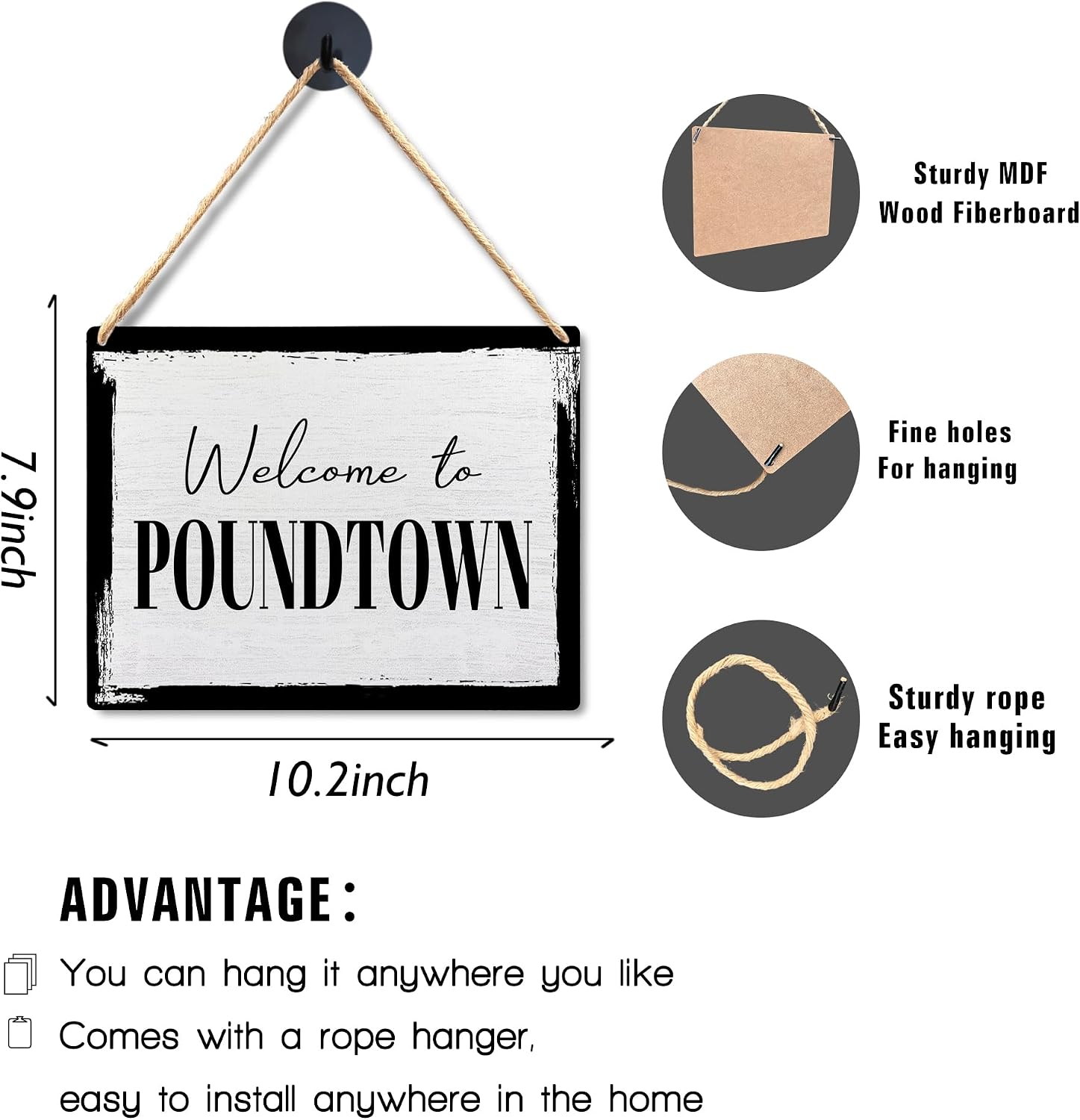 Lacosu Wall Pediments Welcome to Pound Town Wall Art Sign,Adult Bedroom Decor,Bedroom Decor for Couples,Bedroom Signs,10x8 Inches