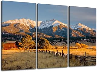 3 Piece Canvas Wall Art Prints Picture Mount Princeton Morning Light Framed Wall Painting Modern Artwork Poster Home Decor for Living Room Office Ready to Hang