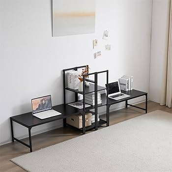 【ナチュラル】H型PCデスク ロータイプ一体型 ラック付きデスクワークデスク木製 Amazon | H型PCデスク ロータイプ一体型 ラック付き デスク