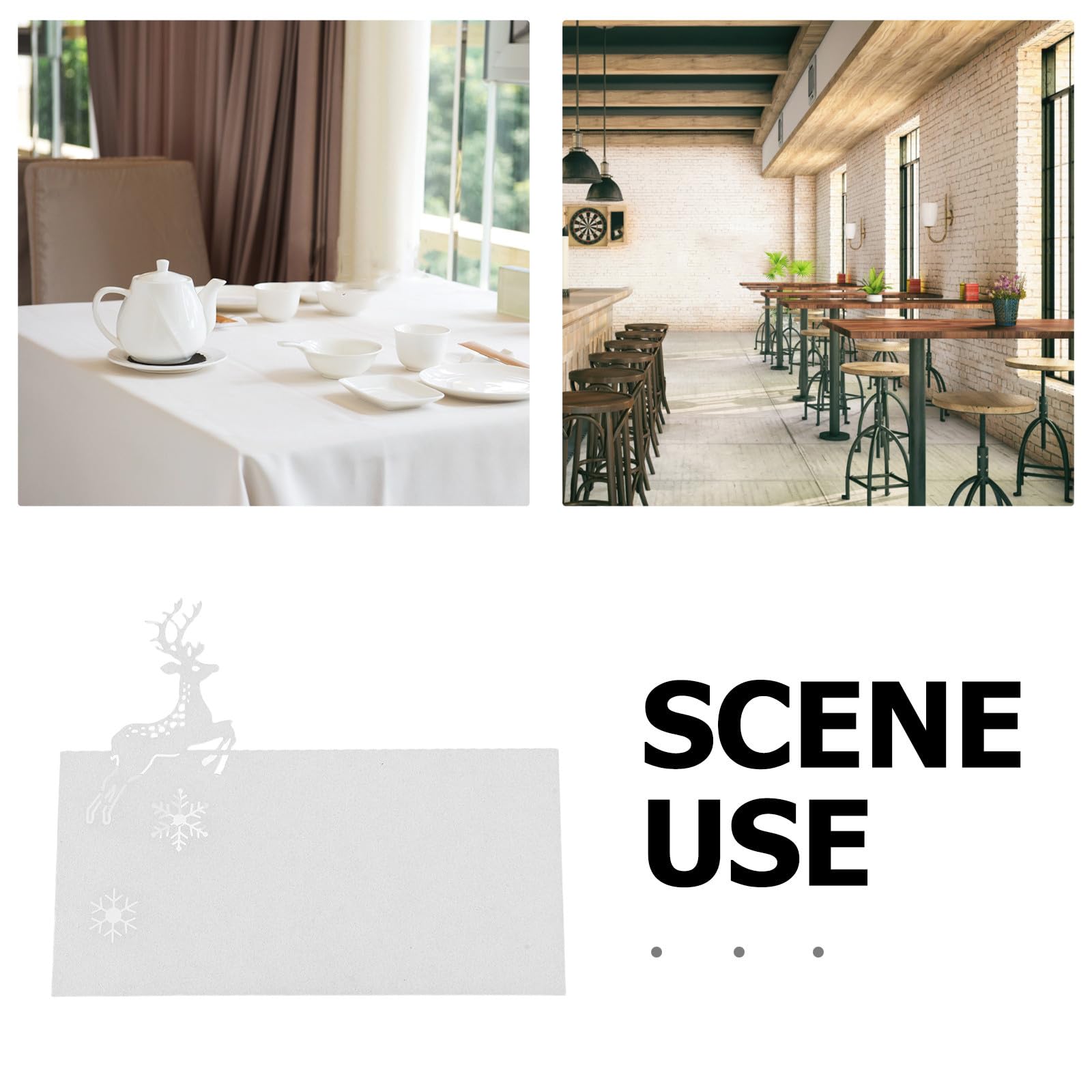SHINEOFI 250 Stück Weihnachts Tischkarten mit Rentiermotiv, Weißes | Feines Lochmuster, Leichte Karten, Klare Platzzuordnung, für Tee und Dinnerpartys
