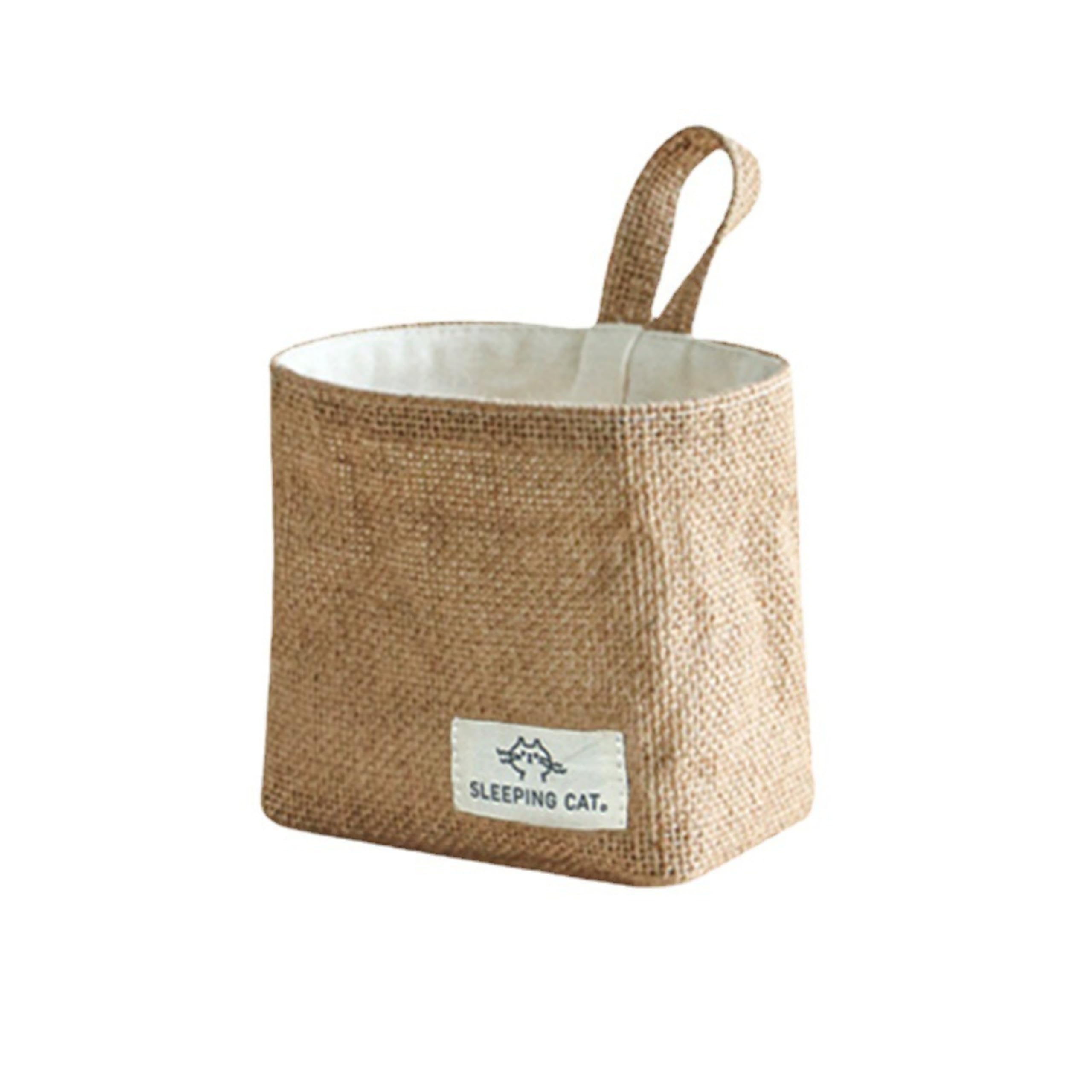 Small Cotton and Linen Hanging Storage Basket for Desktop, Ideal for Organizing Keys and Miscellaneous Items.