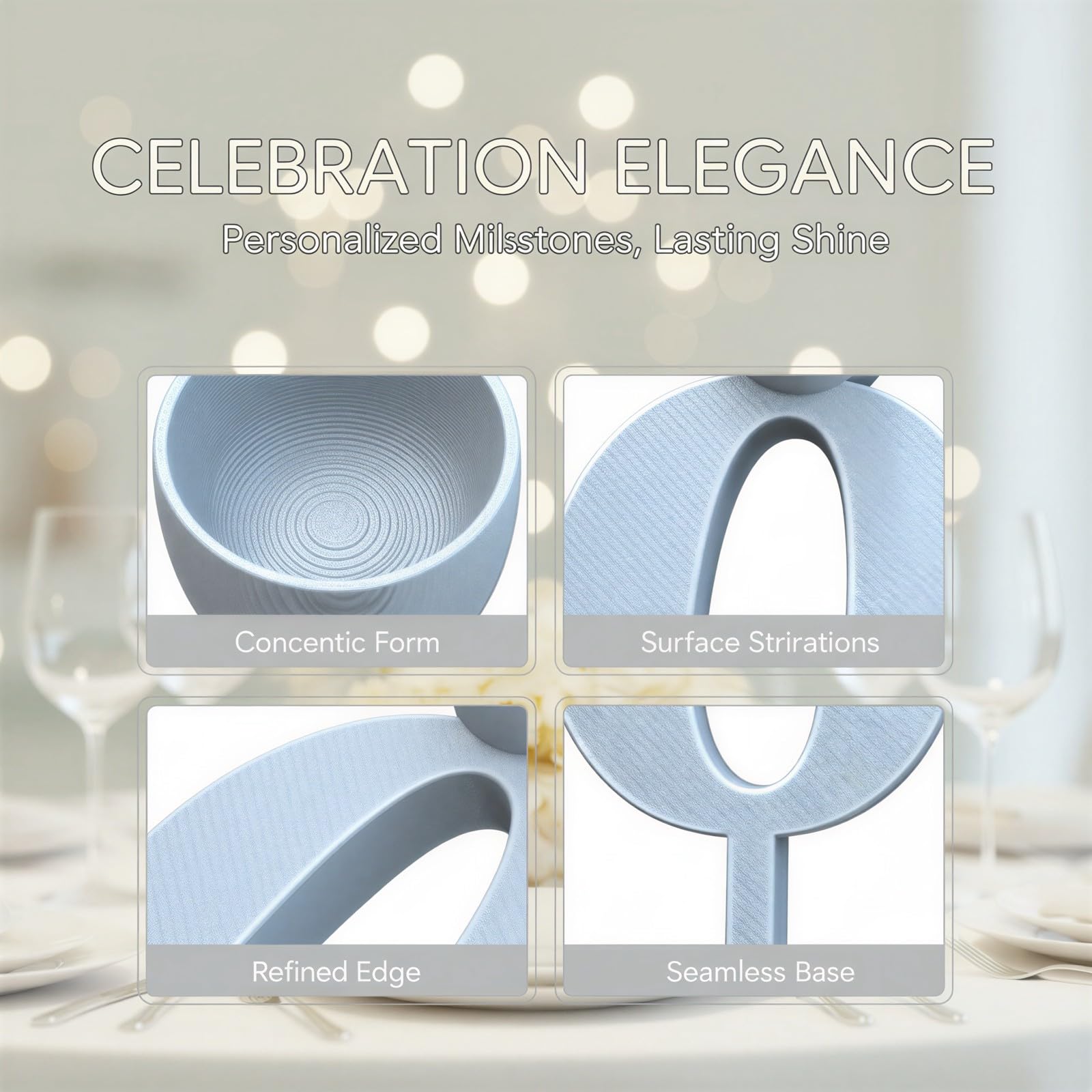 Lot de 20 porte-bougies numérotés pour gâteau d’anniversaire, 2 séries de 0 à 9, réutilisables, argent mat, support de bougie pour fête, anniversaires, célébrations marquantes, gris