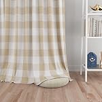 Beige White Buffalo Check Window Curtains 54 inches Long Living Room Cotton Curtain Panels Bedroom Plaid Gingham Farmhouse Decor Curtains Rod Pocket Kitchen Basement 2 Panels 52"x54"