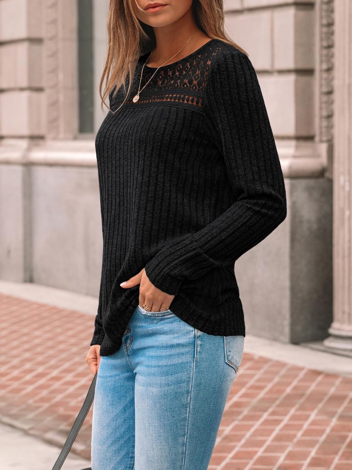 AUTOMET Womens Lace Long Sleeve Shirt Fall Top Fashion Dreesy Casual Tunic Sweaters Mesh Clothes Trendy Work Cute Outfits - Image 3