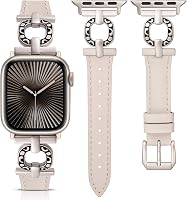 TOYOUTHS Bőr Óraszíj Apple Watch 41/40/38/42mm Női Elegáns Vékony Bőrpánt O-alakú Csattal iWatch Series 11 10 9 8 7 6 5 4 SE Polar Star 1