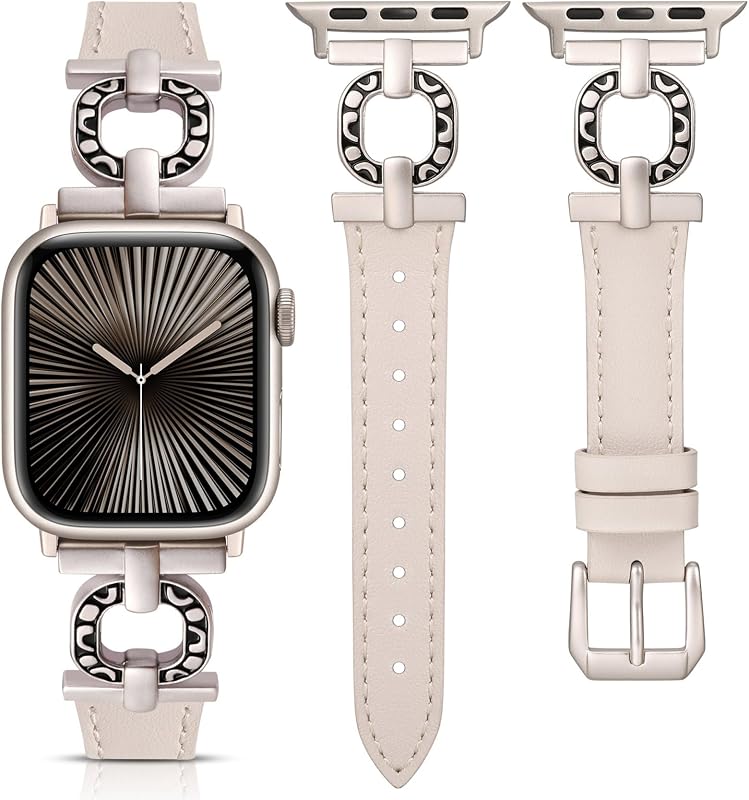 TOYOUTHS Bőr Óraszíj Apple Watch 41/40/38/42mm Női Elegáns Vékony Bőrpánt O-alakú Csattal iWatch Series 11 10 9 8 7 6 5 4 SE Polar Star