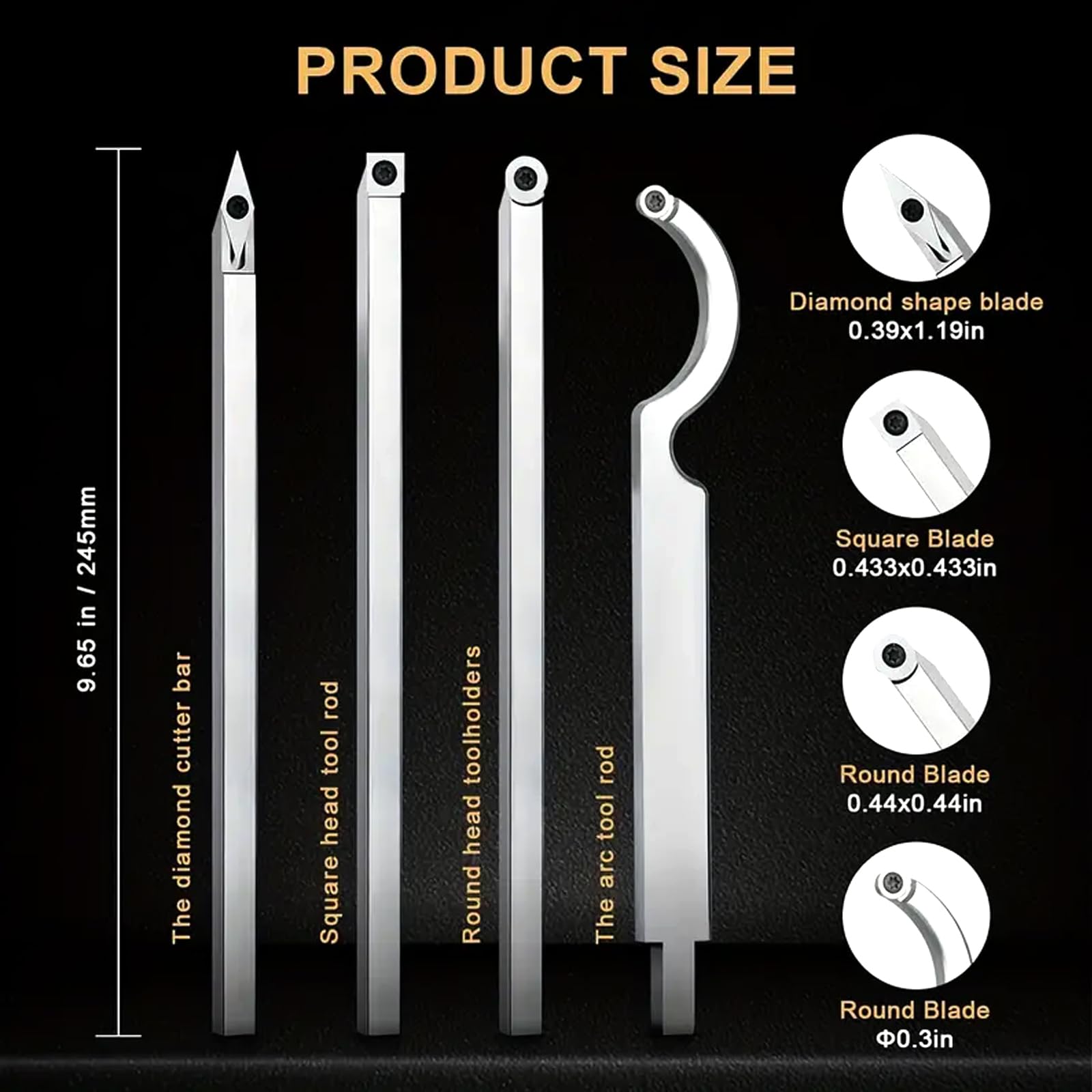 Set Di Utensili Per Tornitura in Carburo Di Tungsteno, Set Di Scalpelli Per Tornitura in Carburo Di Tungsteno, Utensile Per Tornitura in Carburo Di Tungsteno Con Impugnatura Rimovibile