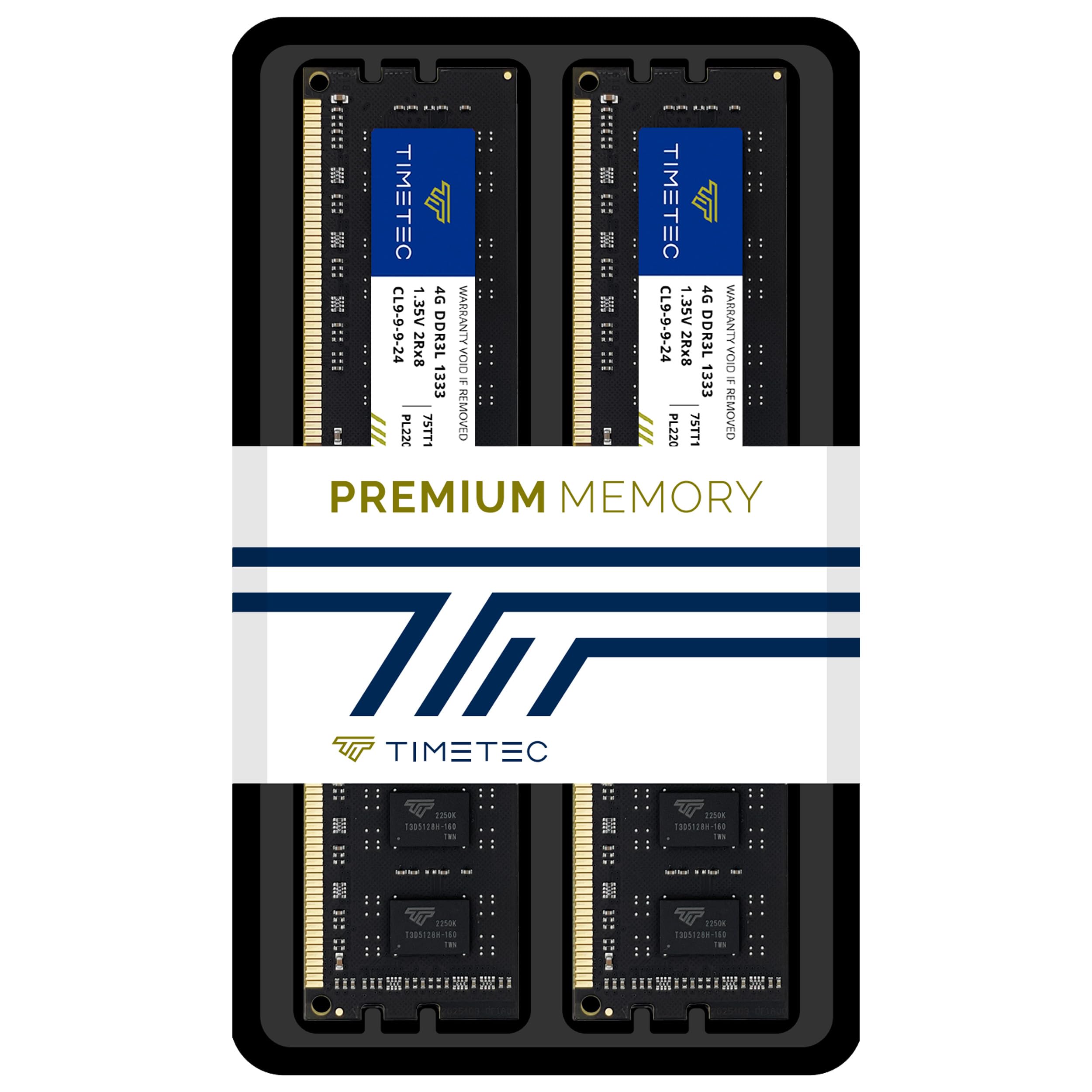 Timetec 8GB KIT (2x4GB) DDR3 1333MHz PC3-10600 Non ECC Unbuffered 1.35V CL9 2Rx8 Dual Rank 240 Pin UDIMM Desktop PC RAM Modulo di Memoria Aggiornamento