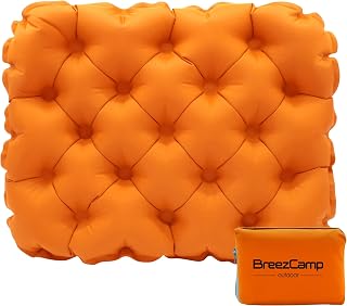 Inflatable Seat Cushion, Lightweight Stadium Seat Pad, Travel Air seat Cushion Anti-Slip for Airplane, Long Flights, Hiking, Climbing, Home and Camping, Compact Air Cushion,Orange