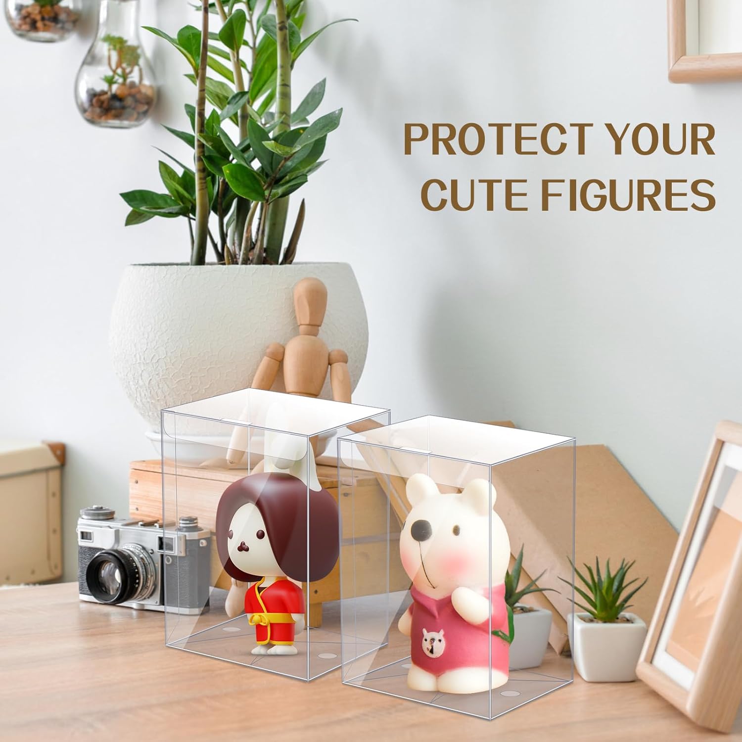 Thyle 200 Pcs Clear Protector Case Clear Display Case Compatible with 4" Inch Vinyl Figures Heavy Duty Display Box with Protective Film Locking Tab Gift for Christmas