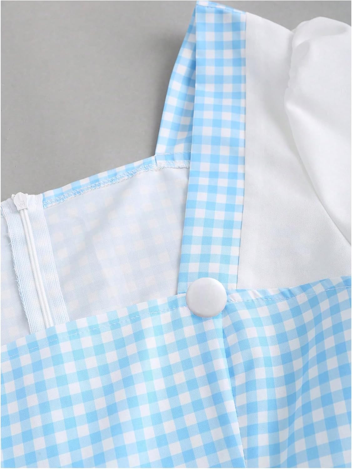 Floerns Women's Coquette Puff Sleeve Plaid Dress Square Neck Lace Trim Going Out Dresses - Image 3