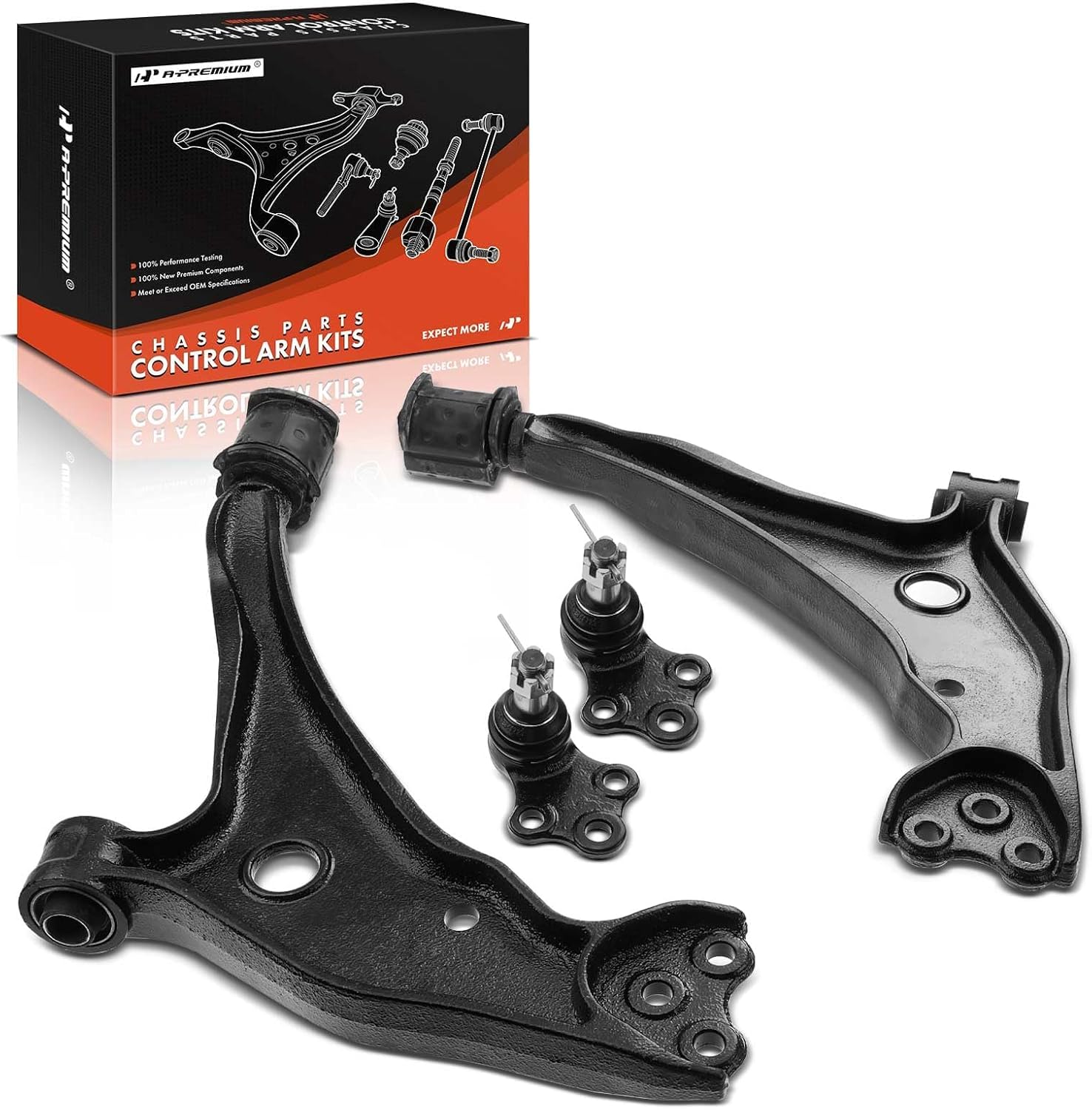 A-Premium Set of 4, Front Lower Control Arm, Lower Ball Joint, Compatible with Nissan Quest 1999-2002, Mercury Villager 1999-2002