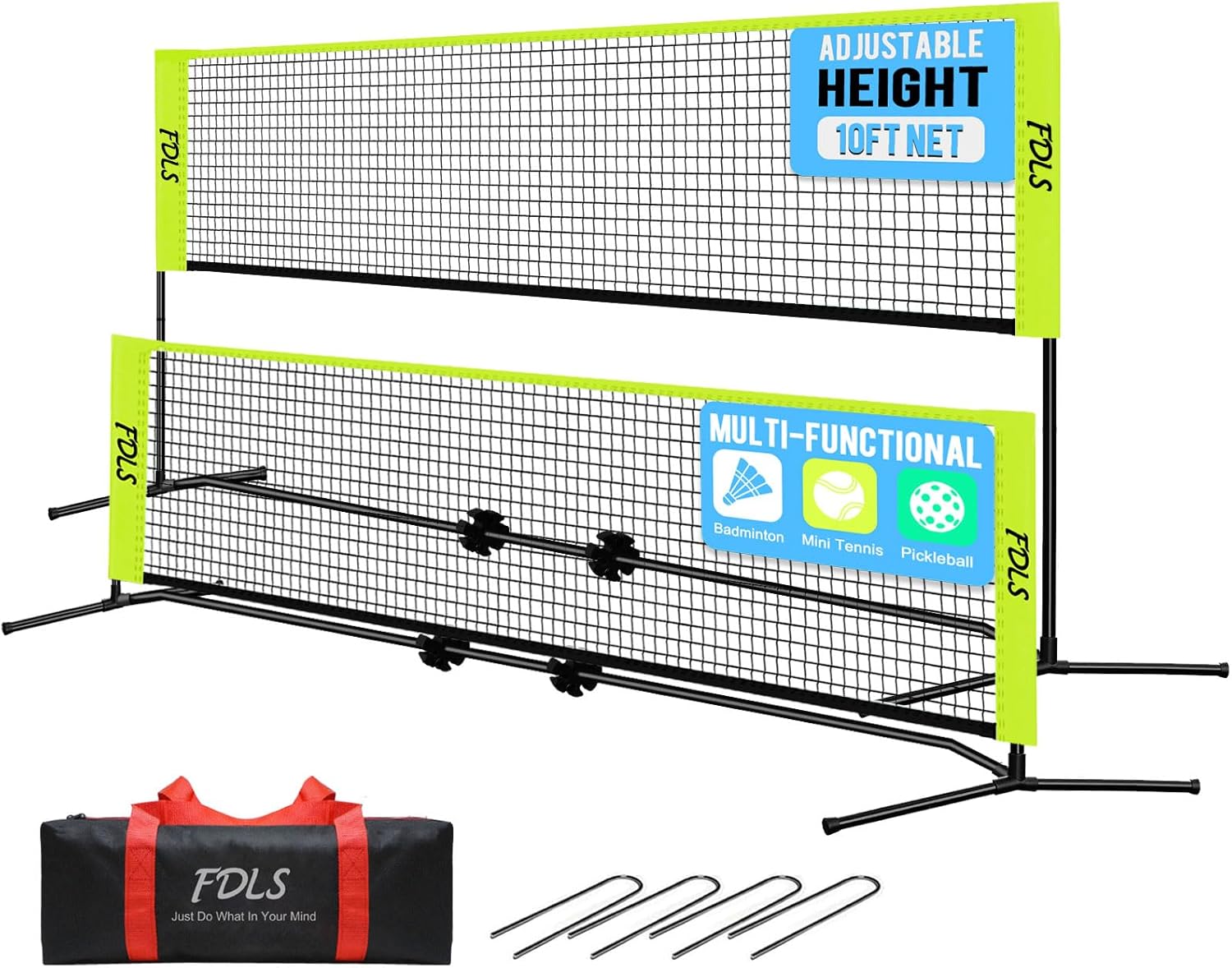 FDLS 10FT Portable Badminton Pickleball Net with Carry Bag for Indoor Outdoorl Height Adjustable| Easy Set up