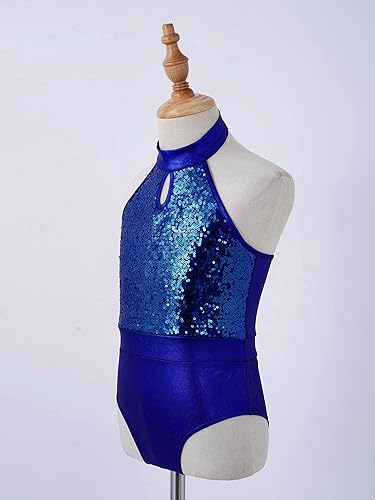 Miniatura 4 de Jhaoyu Leotardo de ballet para niñas, sin mangas, con lentejuelas, para gimnasia, bailarina, actuación, traje de bailarina