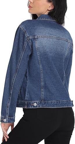 Vista 5 de MISS MOLY Chaquetas de mezclilla para mujer, con botones, de manga larga, básicas, a la moda