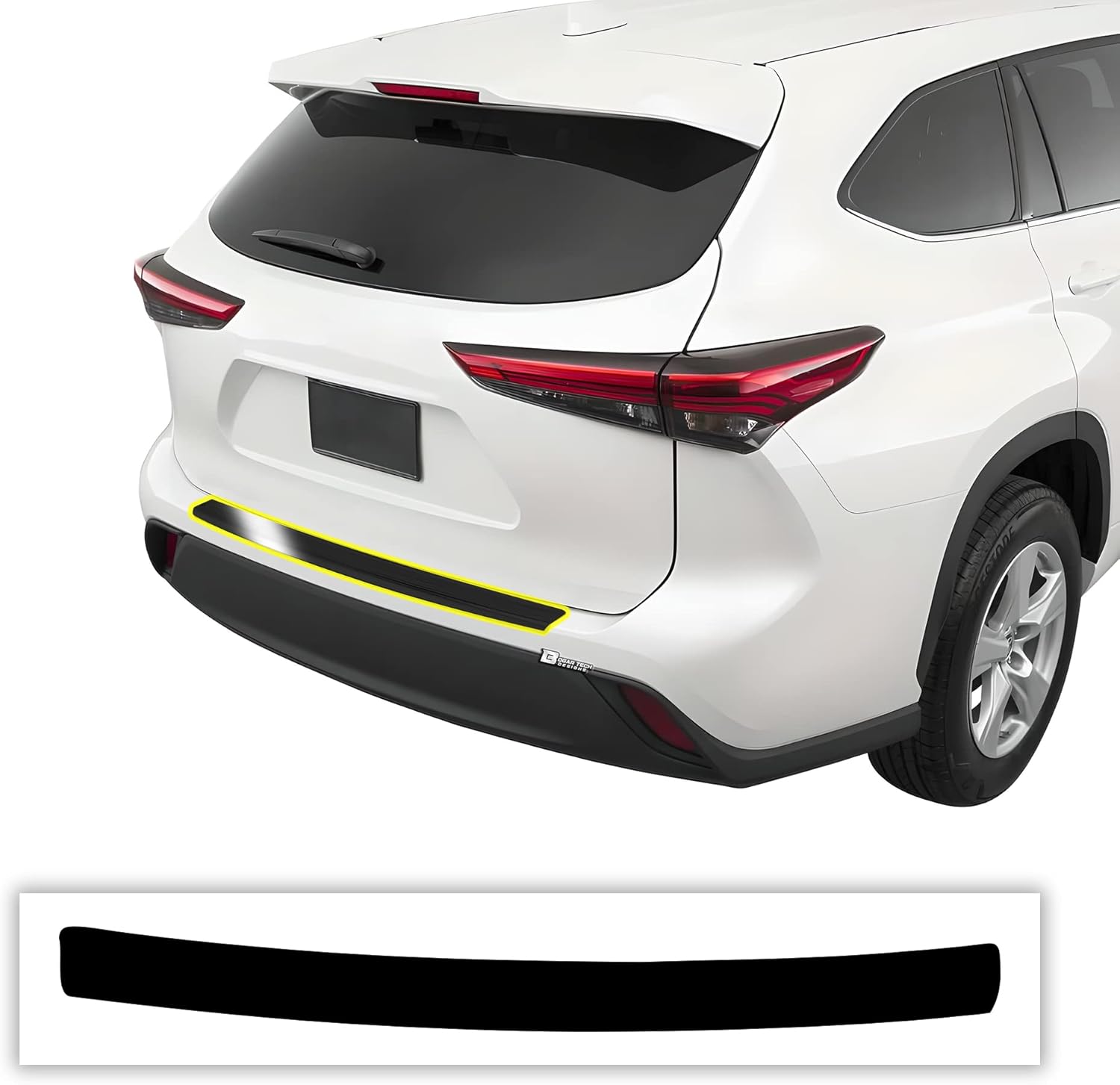 BOGAR TECH DESIGNS for Toyota Highlander 2020-2026 Rear Bumper Chrome Delete – Precut Vinyl Trim Overlay, Gloss Black Blackout Look