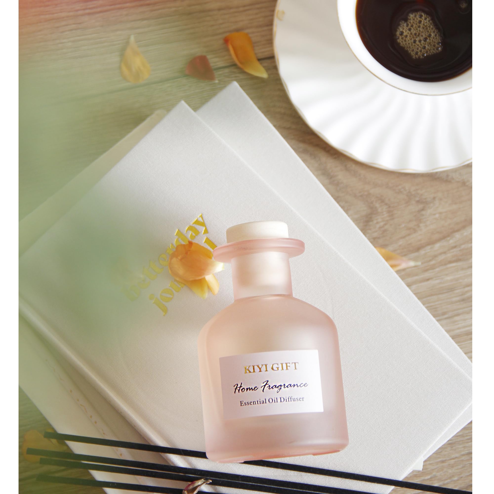 Juego de difusor de varillas – Incluye juncos, aceite de fragancia y botella de vidrio esmerilado – Difusor de aceite de fragancia – Ambientadores – Decoración del hogar (115.1 g Jasmine