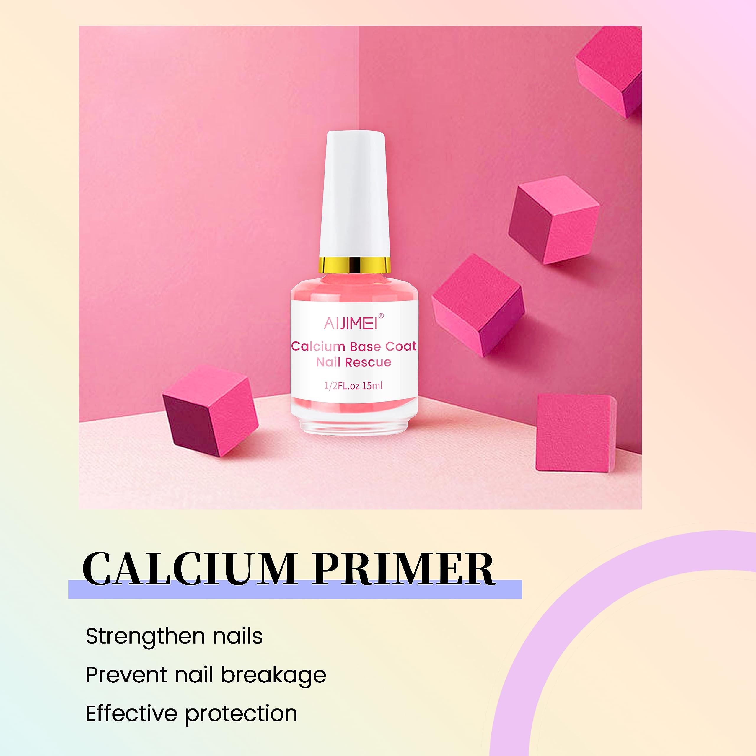 AIJIMEI 4in1 Nail Kit Calcium Primer Cuticle Remover Gel Cream for Strengthening Nails Care with Nail Hardener Nail Strengthener and Cuticle Oil - Image 4