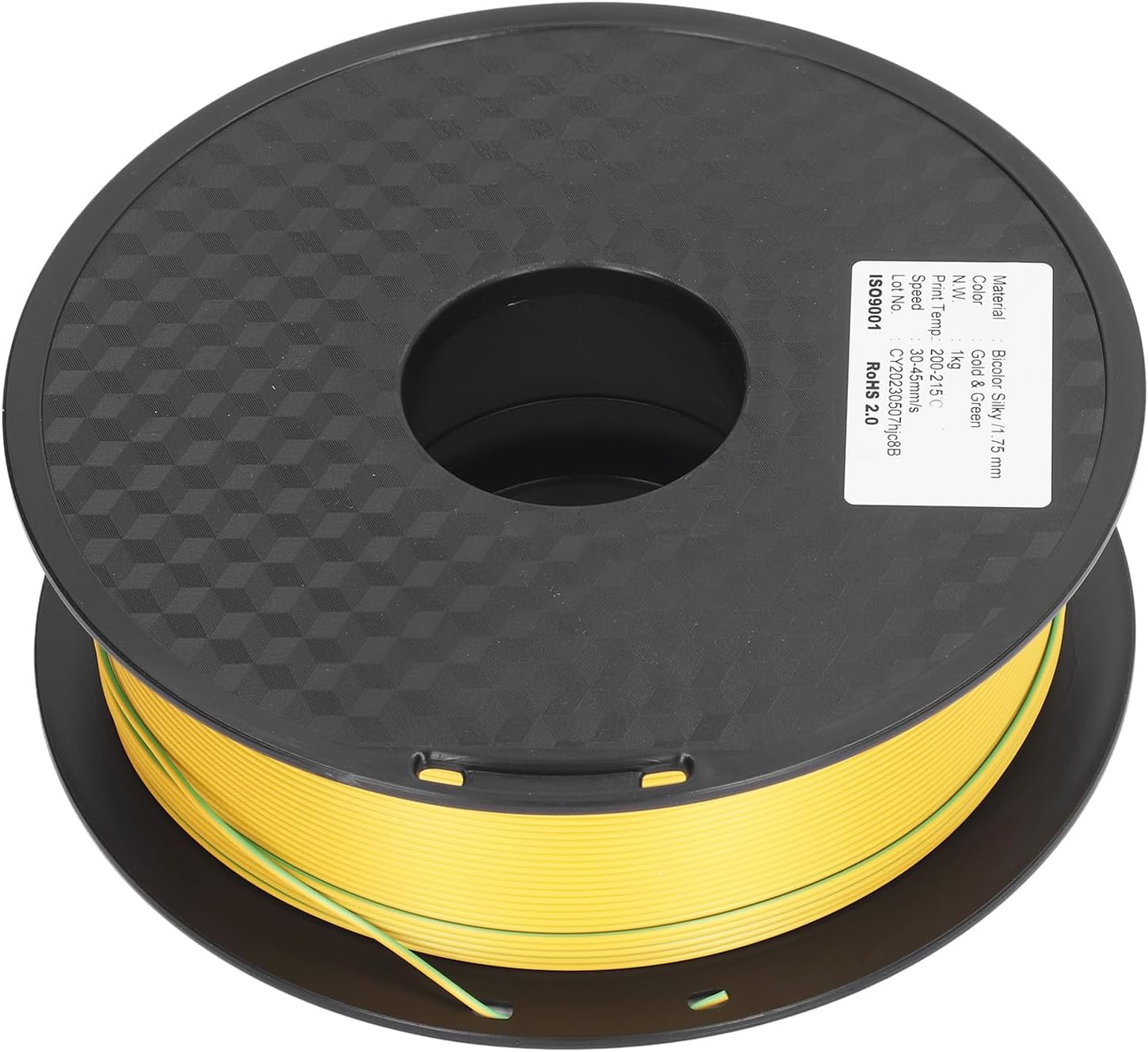 Bicolor 3D Printer Filament, Biodegradable 3D Printer Filament 1.75mm Gold and Green 3D