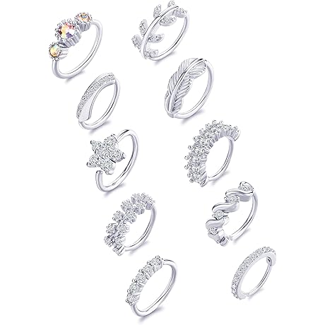 10Pcs Boho Nose Rings Hoops