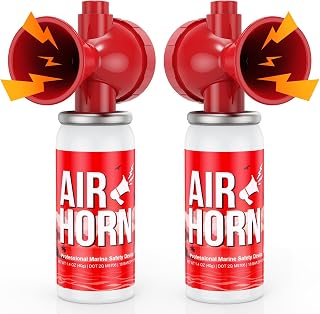 Nicehill 2-Pack 122dB Air Horns: Loud Handheld Safety Horn for Boating Emergencies, Marine Signaling & Sporting Events - Battery-Free, 1.4oz