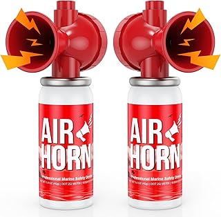 Nicehill 2 Pack Air Horn, 122dB Loud Safety Air Horns for Boating Emergency & Sporting Events, Handheld Marine Horn with Easy Button Operation for Warning Signals & Alerts, 1.4oz