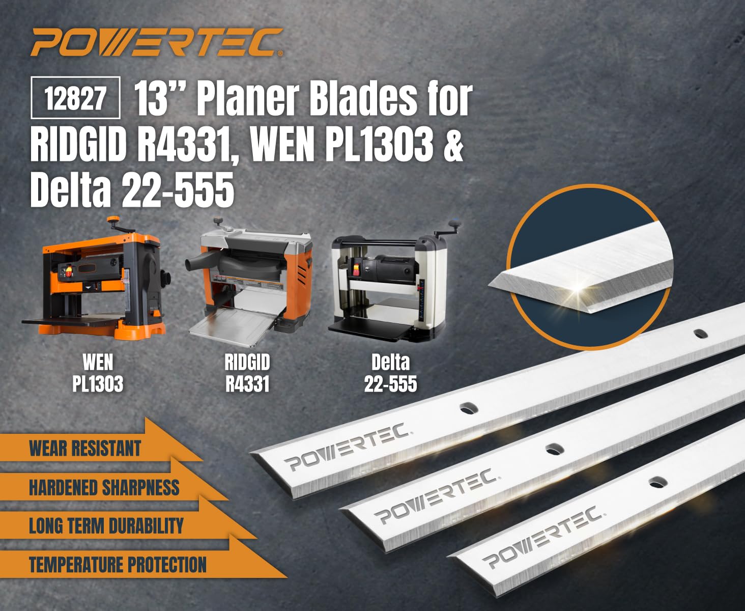 POWERTEC Planer Blades - Woodworking Replacement Knives -2 POWERTEC Planer Blades - Woodworking Replacement Knives -2