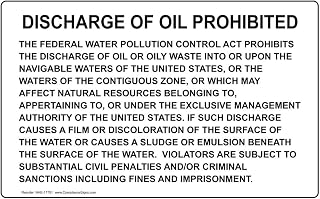 ComplianceSigns.com Discharge Of Oil Prohibited Sign, 8x5 inch Aluminum for Recreation