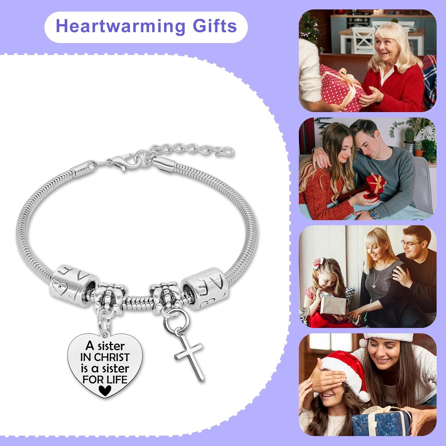 Christian Bracelet for Sister Birthday Gift from Brother Stainless Steel Bracelet Christian Religious Gift for Sister Bracelets Inspirational Encouragement Gifts for Women Christmas Birthday Gifts - Image 5