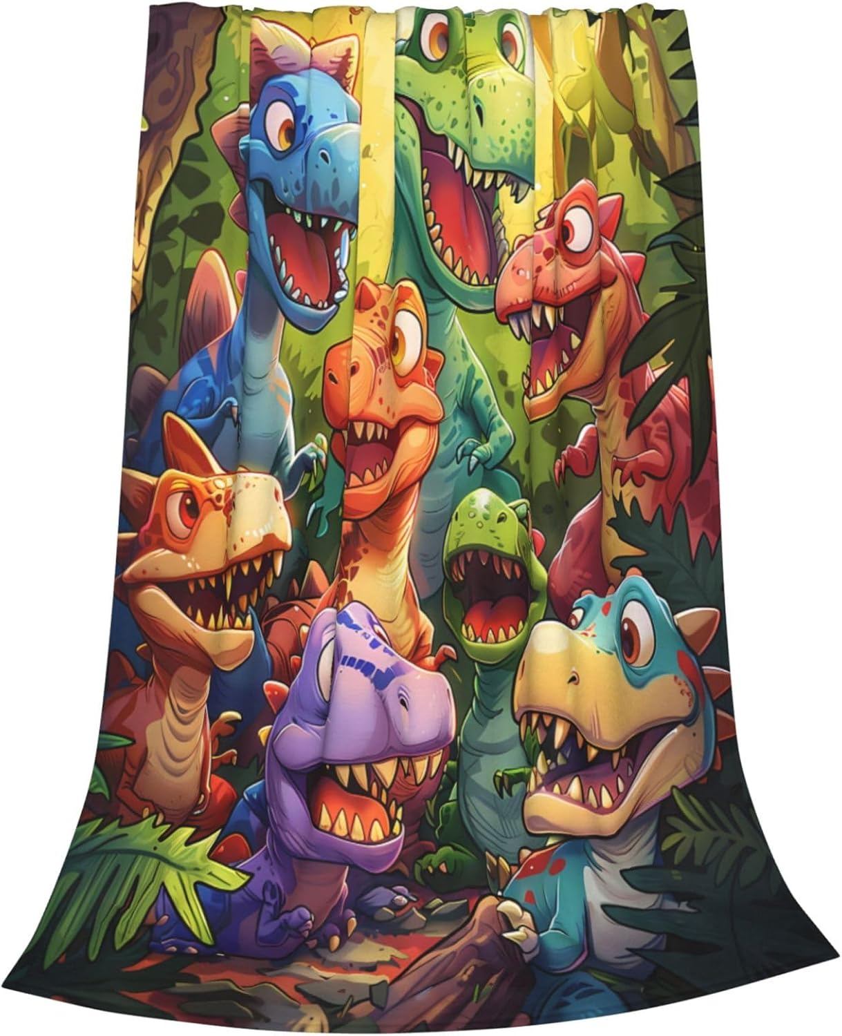 Printed Cute Funny Dinosaurs Cartoon Throw Blanket Ultra Soft Cozy Flannel Fleece Blanket Fuzzy Warmth Lightweight Bedding for Couch Sofa Chair Bed Living Room Bedroom Decor,60"X50" - Image 3