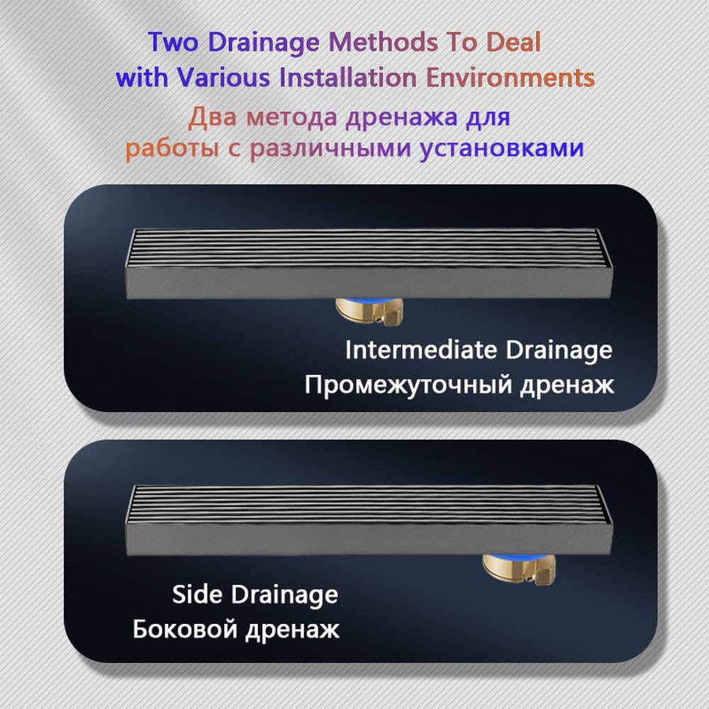 Desagüe de Suelo para baño, antiolores, de Acero Inoxidable, Lineal, para Ducha, Filtro de desagüe para Accesorios de Cocina, 120 cm, 40 cm (como se Muestra).,40cm.-As Shown