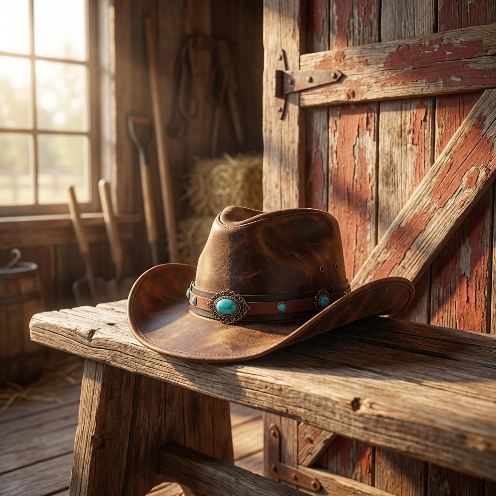 3PCS Western Hat Bands for Women Men, Turquoise Leather Hat Band Set, Adjustable Beaded Fedora Panama Rancher Strap Replacement Western Hat Accessories image 4